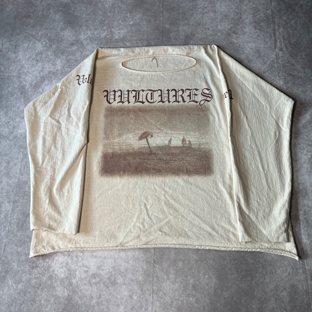 Kanye West Yeezy Vultures Volume 1 Long Sleeve T-Shirt Cream Boxy Fit Size 1